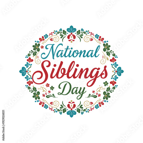 National Siblings Day Floral Decorative Banner