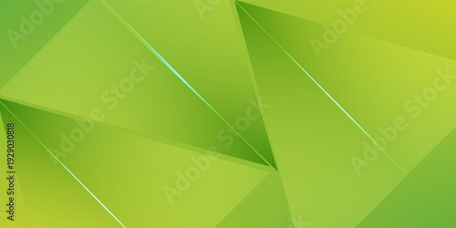 Abstract Green Geometric Background With Modern Triangular Shapes and Light Streaks for Design
