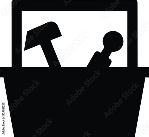 toolbox-with-handle-silhouette-vector illustration on transparent background