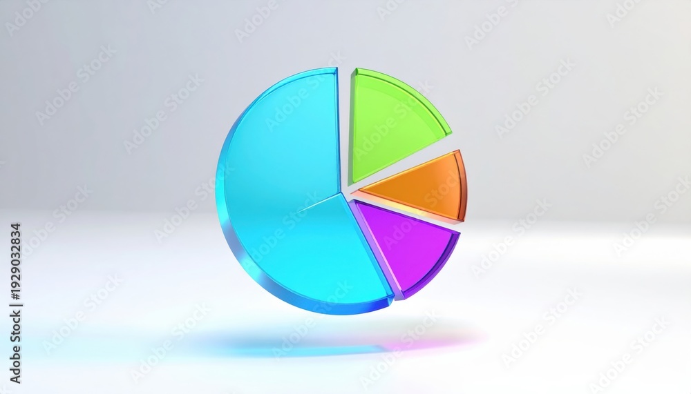 Fototapeta premium Translucent three dimensional circular chart displays segmented proportional data