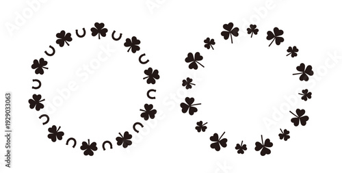 St. Patrick’s Day Shamrock Circular Border Silhouette.
Lucky Clover Round Frame Black Silhouette Collection.
Simple Clover Silhouette Vector Set.
Transparent background. SVG.
