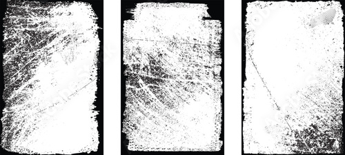 Glitch distorted grungy isolated layers . Design element for brochure, social media, posters, flyers. Overlay texture.Textured banner with Distress effect .Vector halftone dots . Screen print texture