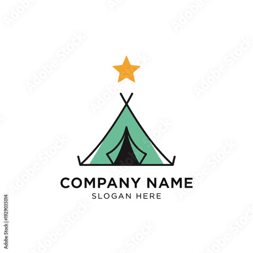 Camping Tent Logo Design with Star.