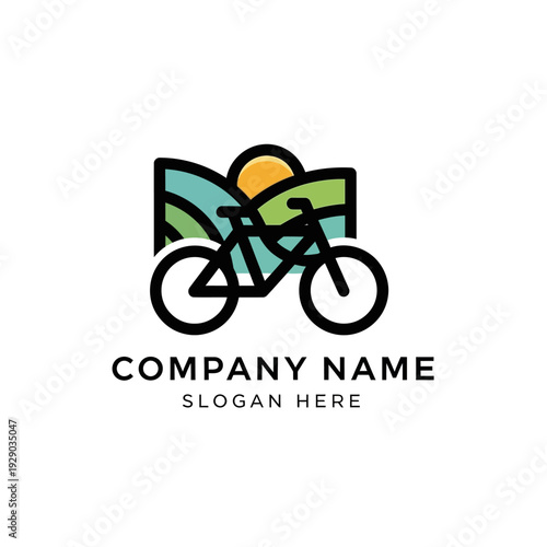 Bicycle Logo Design Template with Butterfly.