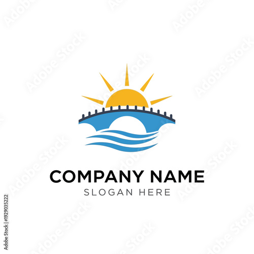 Company Logo Design with Sun and Waves.