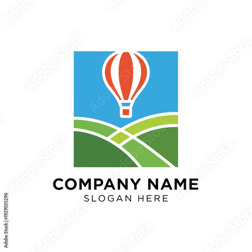 Hot Air Balloon Logo Design Template.