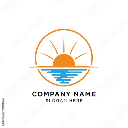 Sunrise Logo Design with Water Elements.