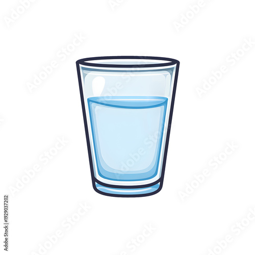Glass of drinking water icon in transparent tumbler isolated on transparent background hydration concept for World Water Day
