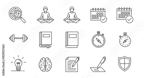 Collection of Icons Representing Business and Lifestyle Concepts.