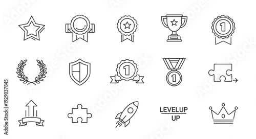 Collection of Icons Representing Achievement and Success.