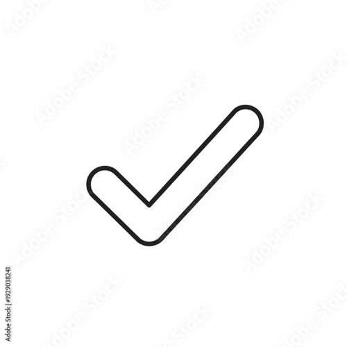 Simple black outline check mark icon on a white background, representing completion and correctness.