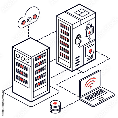 Secure data storage and transfer with modern server and laptop