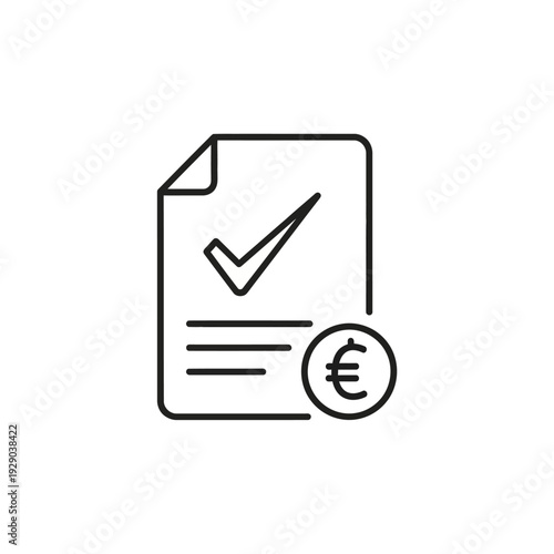 Invoice with Euro currency and checkmark icon.