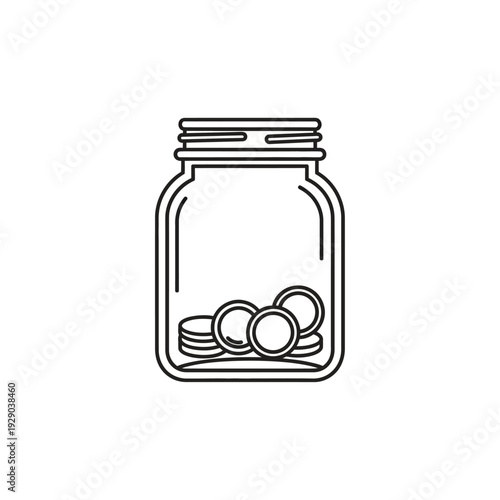 Money Jar Line Icon, Savings and Investment Concept.