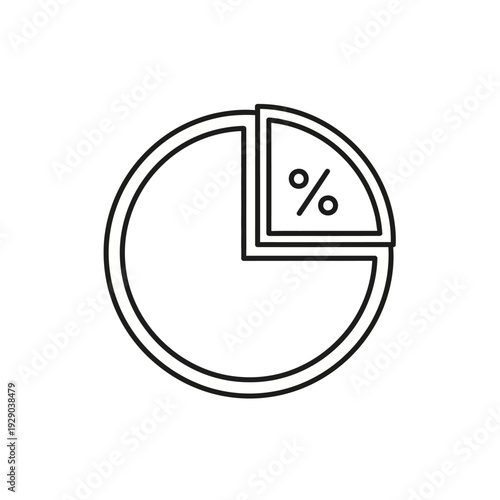 Pie Chart with Percentage Icon Representing Data Analysis and Business Statistics.