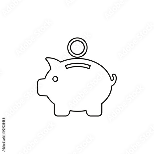 Piggy Bank with Coin Line Icon.