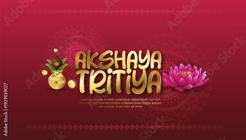 Akshaya Tritiya Gold Jewelry Sale Poster With Lotus and Festive Discount Offer for Shopping