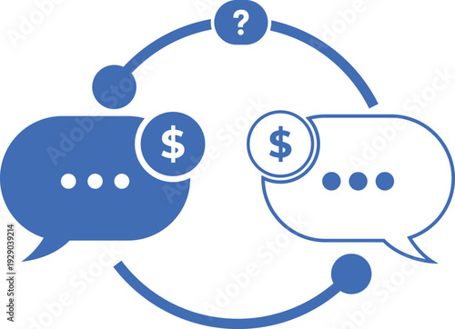 Communication exchange with money and question concept
