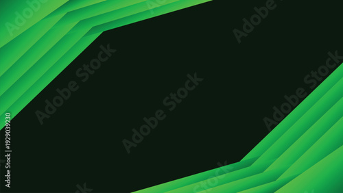 Abstract geometric background with layered green diagonal and dark gradient workspace