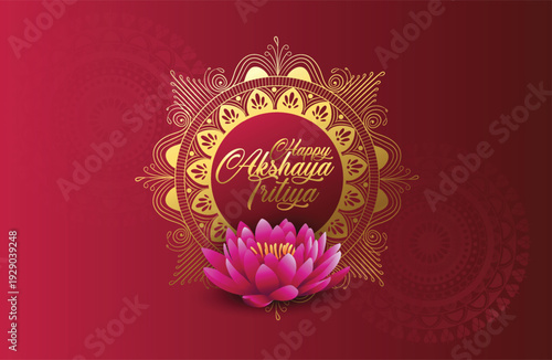 Akshaya Tritiya Gold Jewelry Sale Poster With Lotus and Festive Discount Offer for Shopping