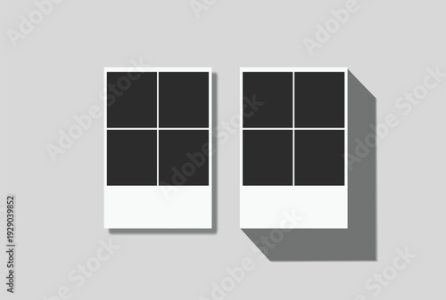 Vector Retro photo booth strips and instant film frames with blank placeholders. Minimalist vintage snapshot mockup templates for photography layouts, scrapbooking, and social media memories.