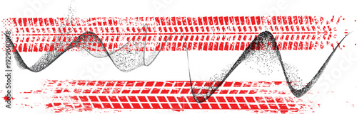 Vector Print Textured Tire Track . Design Element . Car tread silhouette . Mud splash grunge texture
