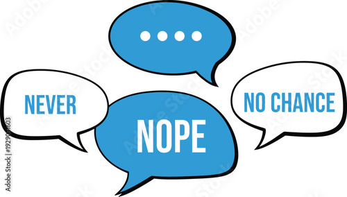 Speech bubbles with negative text