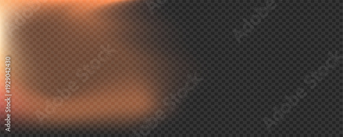 Vibrant orange side light leak.Dynamic lens flare for side-frame placement, providing a realistic light hit effect and warm cinematic atmosphere for portraits and creative layouts