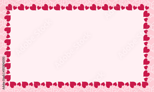 Cute heart border frame on a soft pink background, ideal for love notes, greeting cards, invitations, quotes, or romantic message templates.