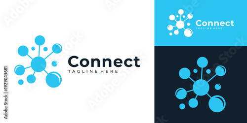 Connect technology logo with molecule network node