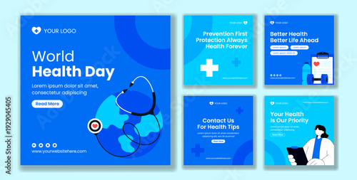 Hand Drawn World Health Day Flat Cartoon Illustration Background Social Media Post