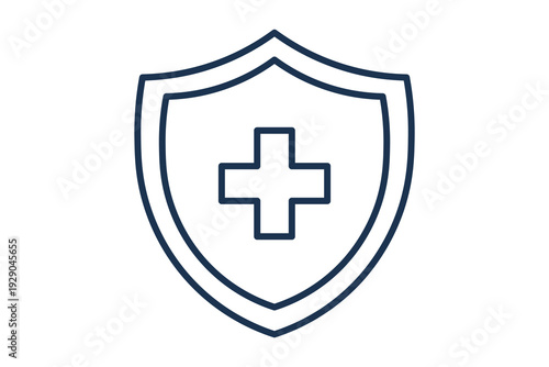 Protection Shield Line Medical Security Protection shield outline icon for data privacy and healthcare protection services