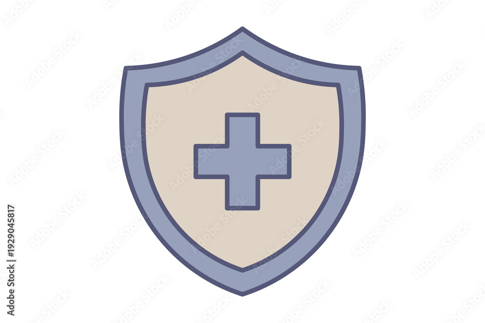 Obraz premium Protection Shield Flat Line Medical Security Protection shield color icon for medical software security and insurance plans