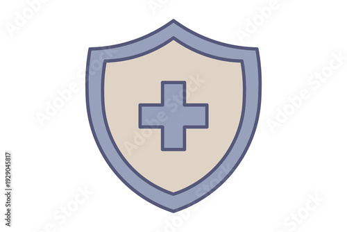 Protection Shield Flat Line Medical Security Protection shield color icon for medical software security and insurance plans