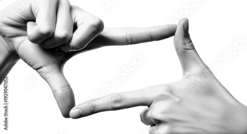 Hands Framing View with Halftone Texture Effect