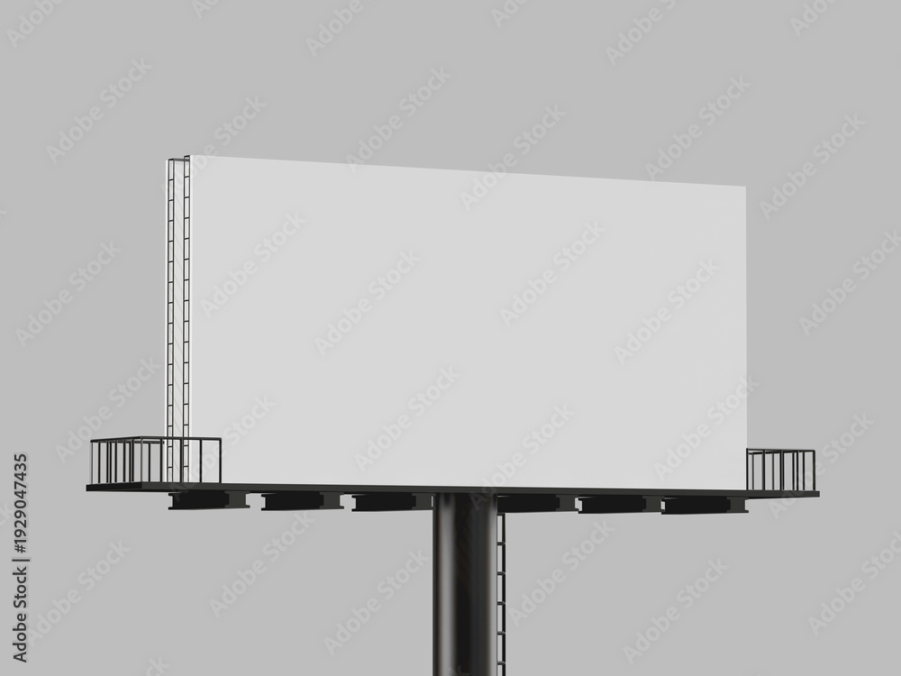 Obraz premium A large, blank billboard on a sturdy metal stand with railings on either side