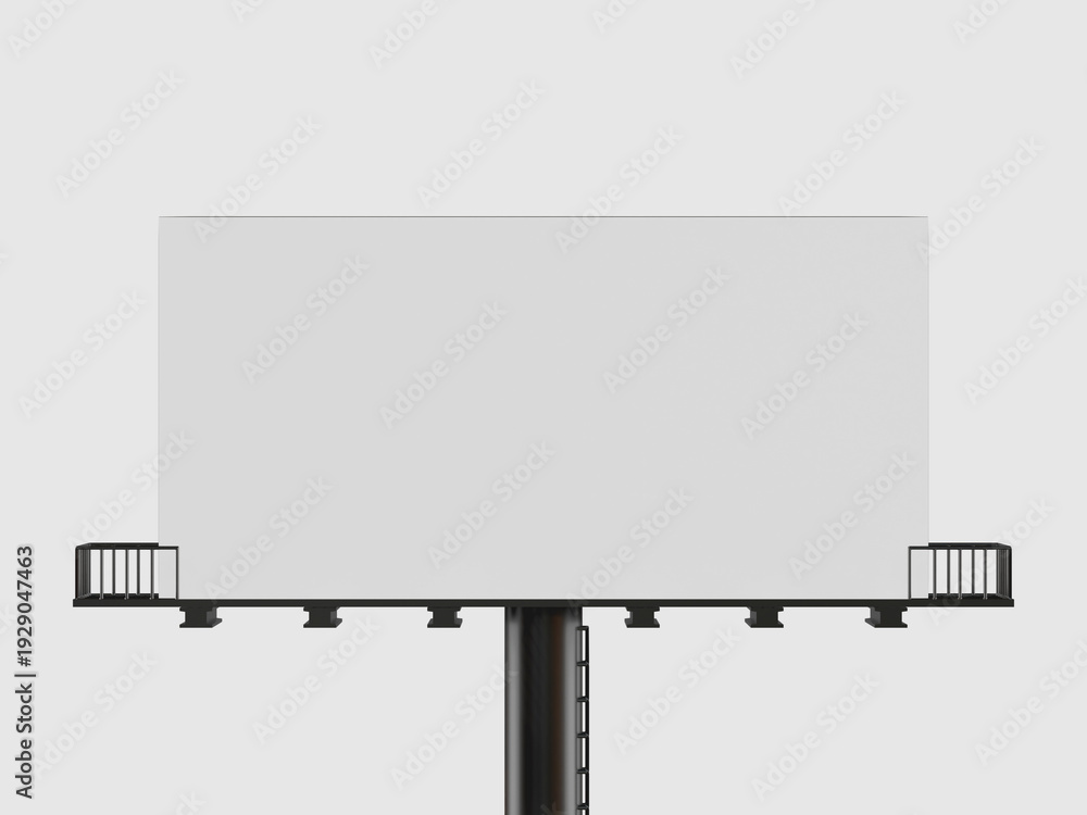 Obraz premium A large, blank billboard with a black metal frame and six spotlight fixtures
