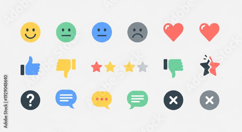 Collection of feedback icons and symbols for rating and communication.