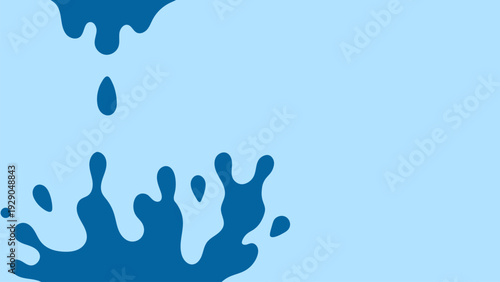 Drop Aqua Background. Blue Flowing Water Layout with Dripping Droplets Splash Spray elements. Aquatic Backdrop. 1920x1080 ratio. Vector