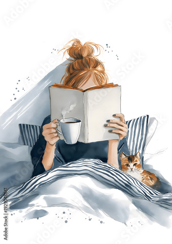 Wallpaper Mural Cozy Reading in Blue Pajamas Torontodigital.ca