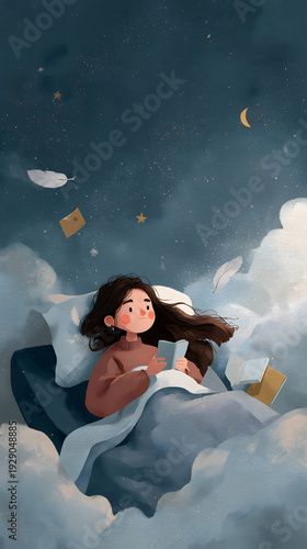 Wallpaper Mural Cozy Reading in Blue Pajamas Torontodigital.ca