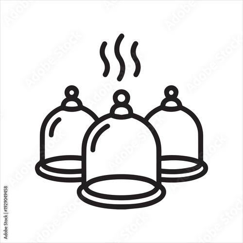 Cupping therapy cups outline icon vector