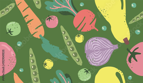 Cute mix vegetables pattern background vector design