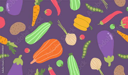 Cute mix vegetables pattern background vector design