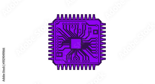 Purple Microchip Electronic Circuit Board.