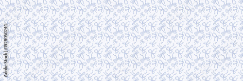 Ditsy cute bow or ribbon light blue scattered seamless pattern banner background