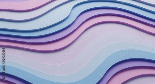 Abstract Wavy Pastel Layers with Subtle Shadows and Gradient Colors for Modern Background