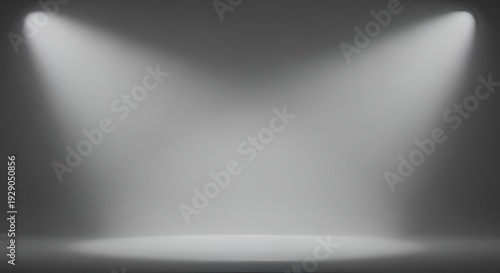Dual Spotlight Illumination on a Gray Studio Stage with Dramatic Lighting