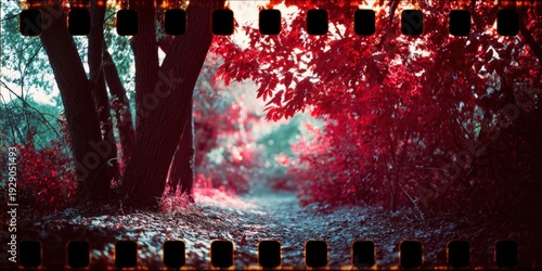 Medium Format Film Negative with Dramatic Red Scale Effect
