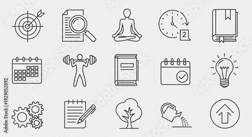 Collection of business and lifestyle icons in a grid layout.
